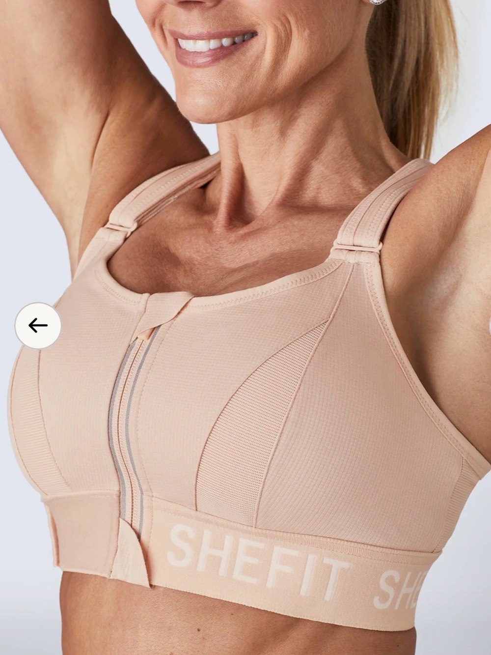 SHEFIT Blush Front-Zip High Support Sports Bra XL/1X or US Size 16